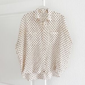 Madewell Silk Cream top with burgundy southwest pattern